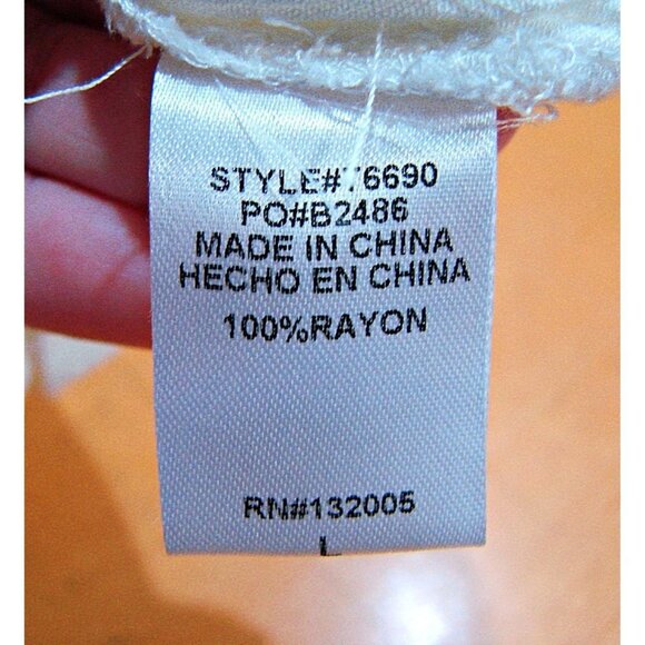 Entro Ivory Crepe and Lace Crochet Peasant Shirt Top Long Sleeves Size Large - Picture 8 of 11